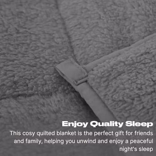 OHS Teddy Fleece Weighted Blanket for Adults, 4kg, Anthracite Grey, W: 125 cm, D: 150 cm – 3