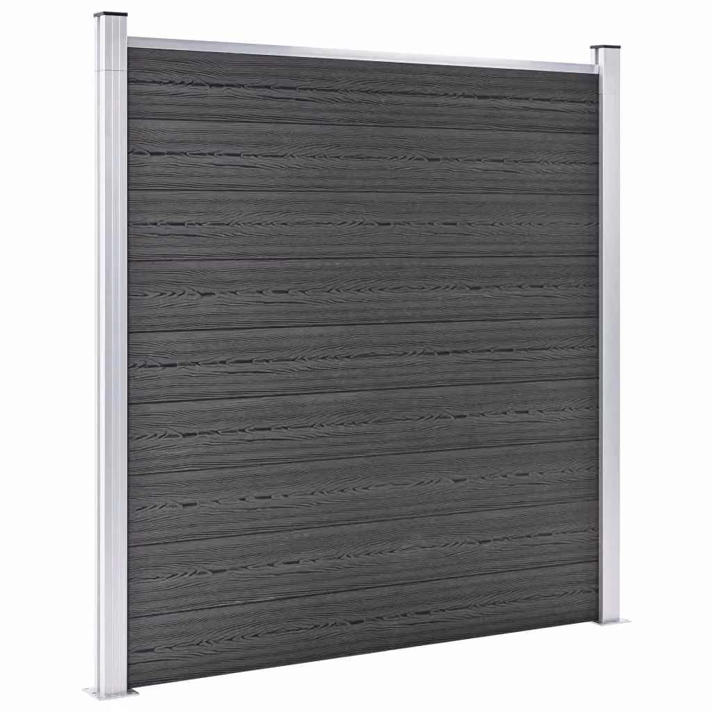 Berkfield Home WPC Fence Panel Set in Black, W: 699 cm, H: 186 cm – 3