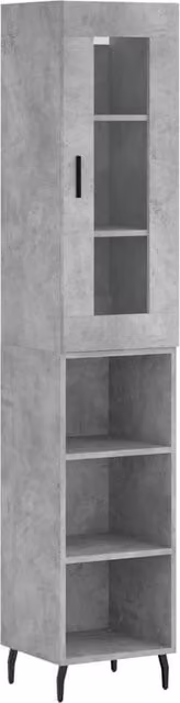 Berkfield Home Highboard in Concrete Grey, H 180 x W 34.5 x D 34 cm