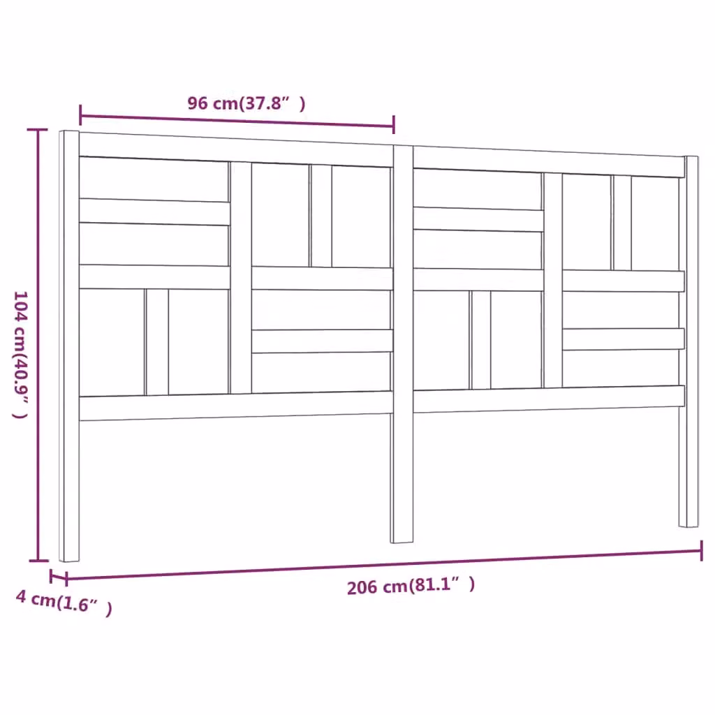 Berkfield Home Rustic Solid Pine Bed Headboard in Brown, W: 206 cm, D: 4 cm, H: 104 cm – 2
