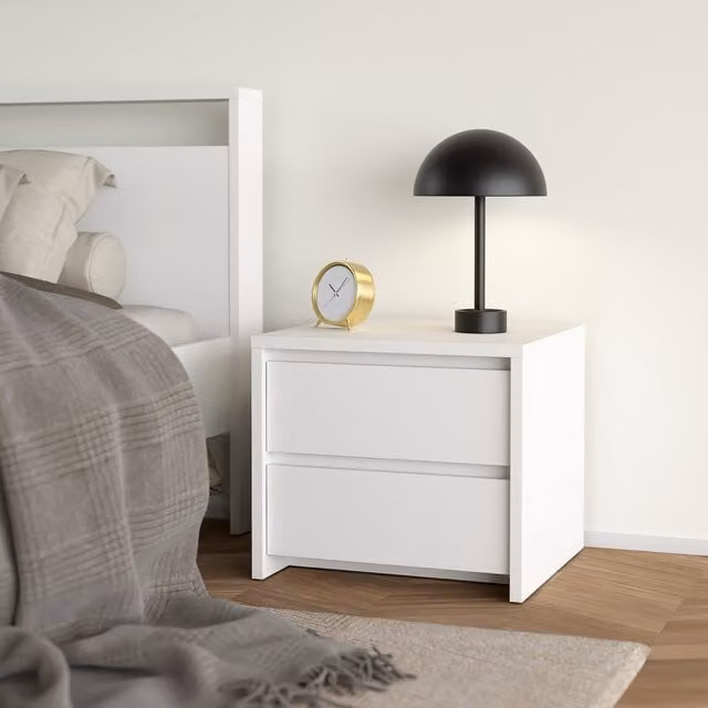 Furniture To Go Lumo Modern Glossy Nightstand in White