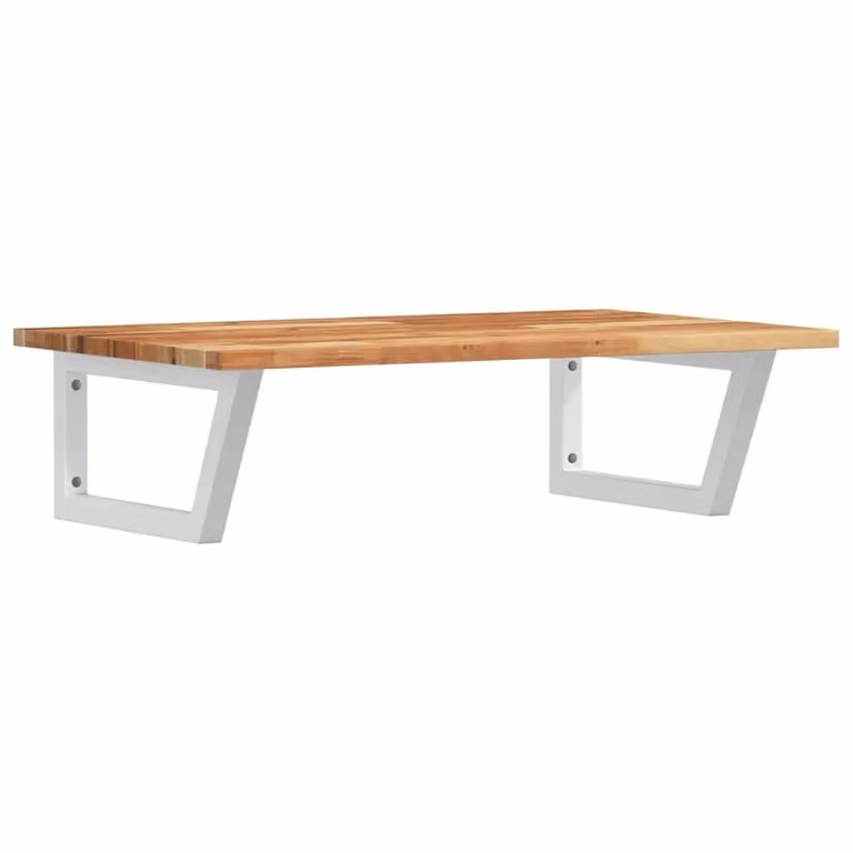 Berkfield Home Wall Mounted Basin Shelf in Brown Steel and Solid Acacia Wood