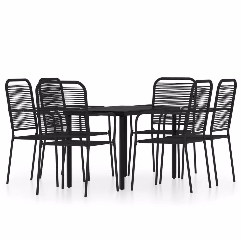 Berkfield Home Elegant 7 Piece Garden Dining Set in Black Metal and Glass – 2
