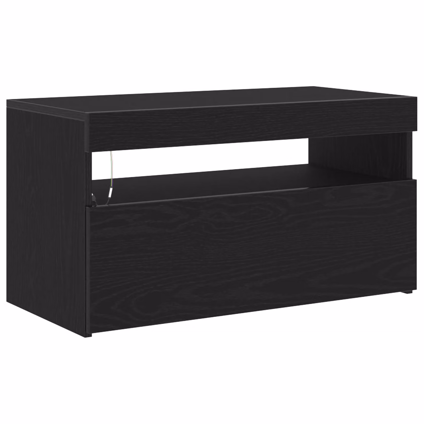Berkfield Home Modern TV Stand with Integrated LED Lights in Black Oak, W/D/H: 75 x 40 x 40 cm – 2
