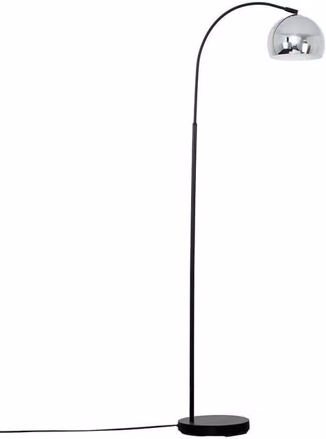 ValueLights Curva Modern Black Metal Floor Lamp with Dome Shade