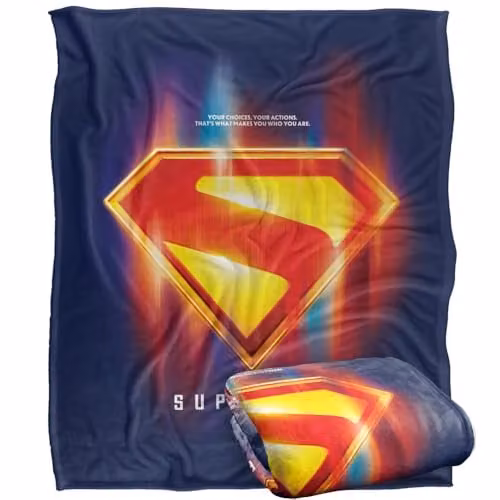 Warner Bros. Superman 2025 Glowing Shield Choices Super Soft Fleece Throw Blanket, Multicolour, W: 152 cm, D: 127 cm – 1