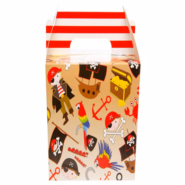 LG-Imports Pack of 12 White and Multicolour Pirate Party Lunch Boxes for Children