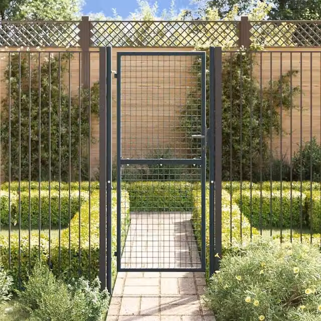 Berkfield Home Mesh Garden Gate in Galvanised Steel, Grey and Anthracite, W: 100 cm, H: 250 cm
