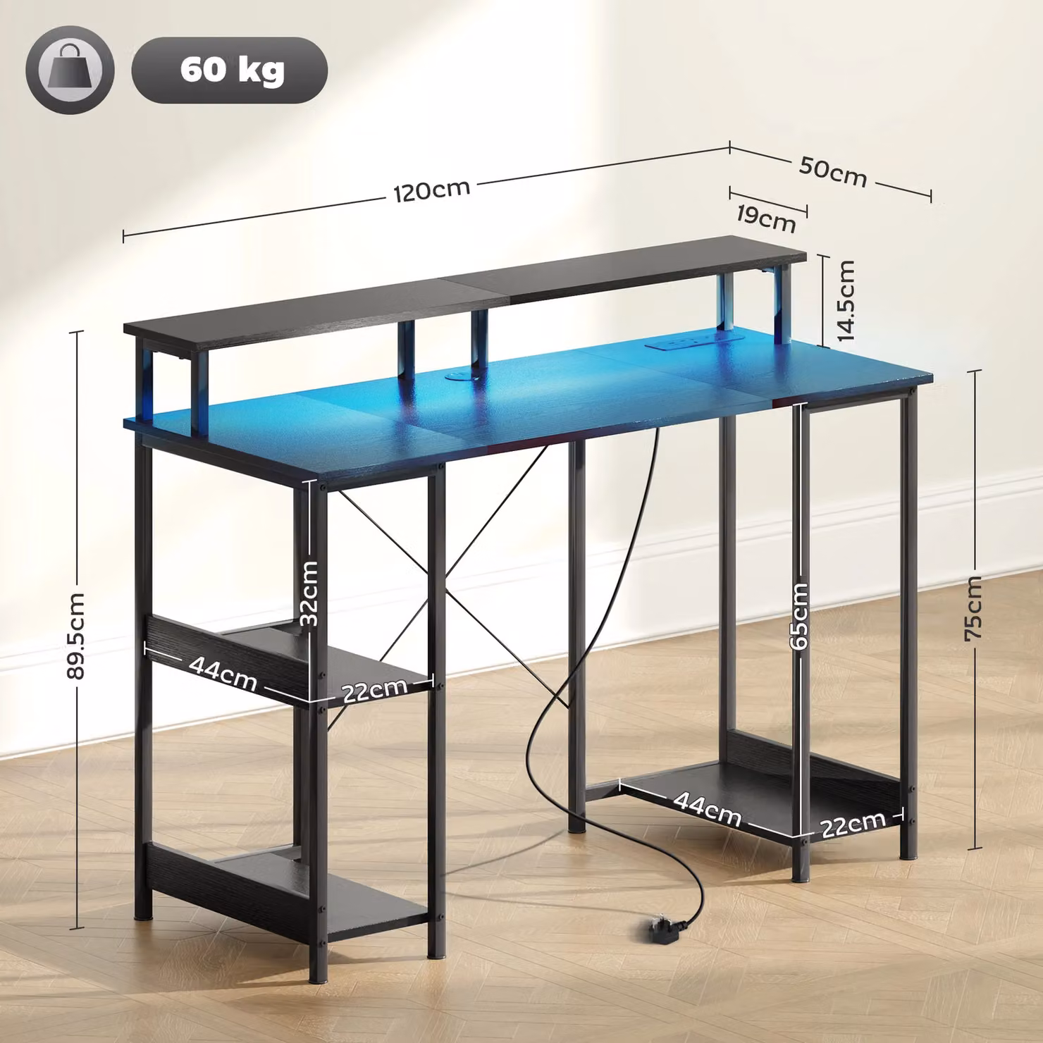 HOMCOM Reversible Modern Computer Desk with Storage and Cable Management in Black – 2