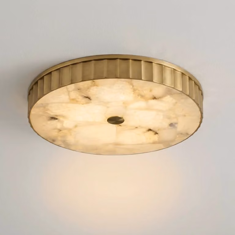Araco Lumière Frozen Loren Alabaster LED Ceiling Light in White and Gold/Brass