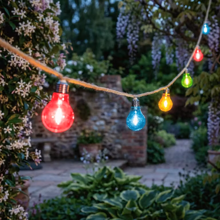 Atkin & Thyme Multicolour RGB Jute Rope Festoon Drop Lights with Timer, Connectable