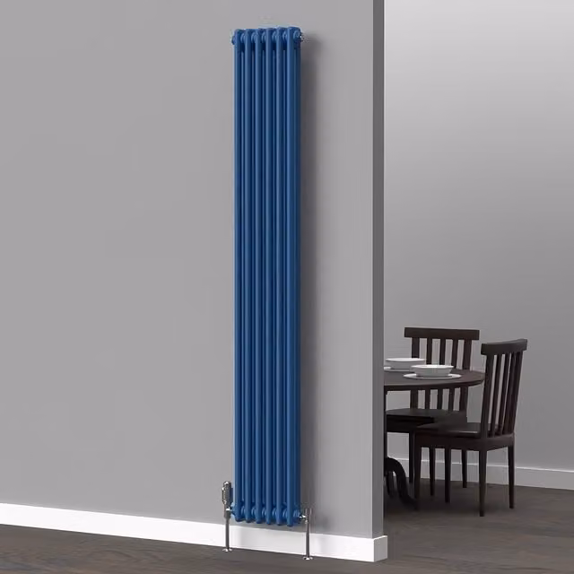 Lux Heat Vertical Coloured Column Radiator in Galaxy Blue, H 180 cm x W 29 cm