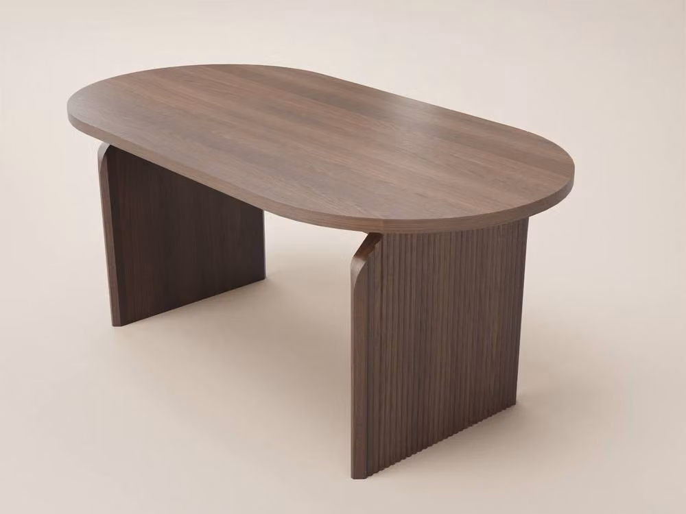 Solace+Co Varm Ribbed Oval Dining Table in Walnut Brown – 2
