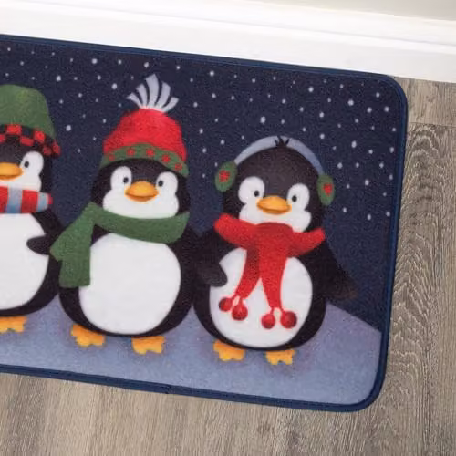 Samuel Alexander Frosty Penguins Fabric Christmas Doormat, Multicolour, W: 60 cm, D: 40 cm – 5