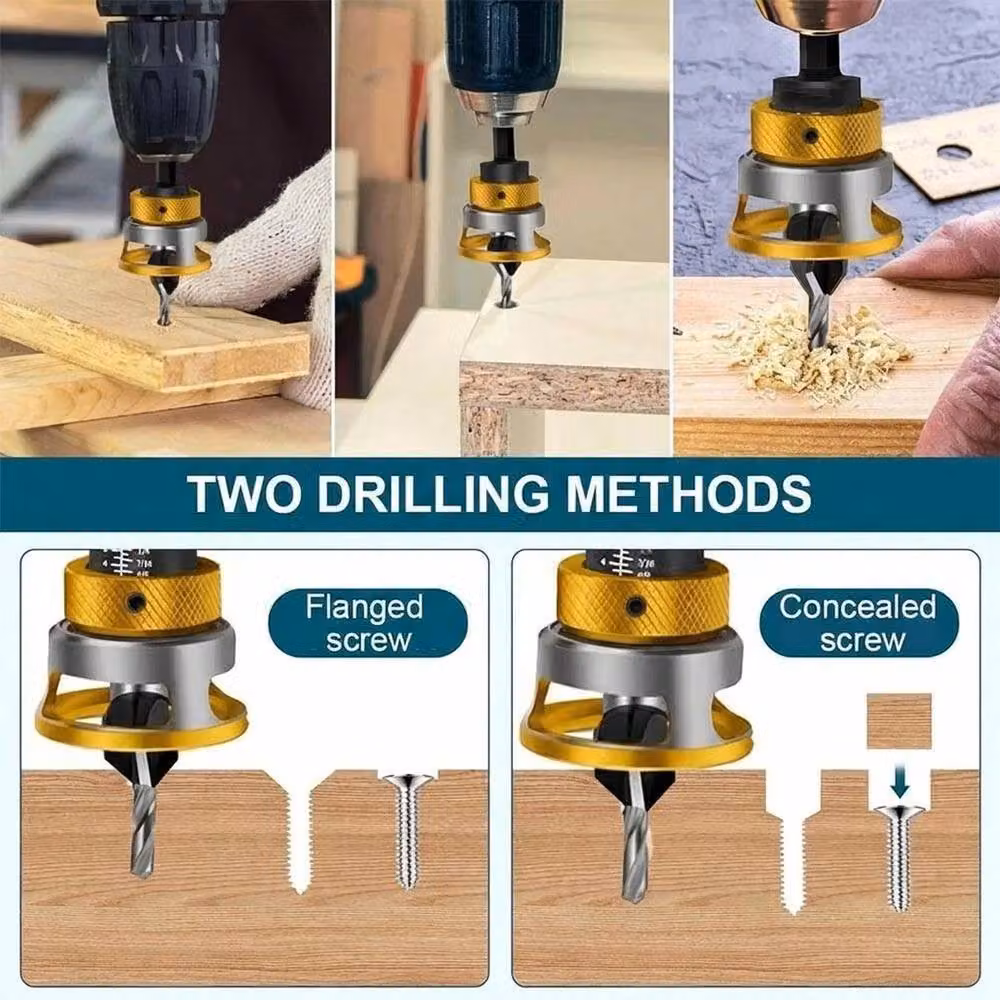 SPETLEK 6-Piece Quick Change Countersink Wood Drill Bit Set in Silver – 6