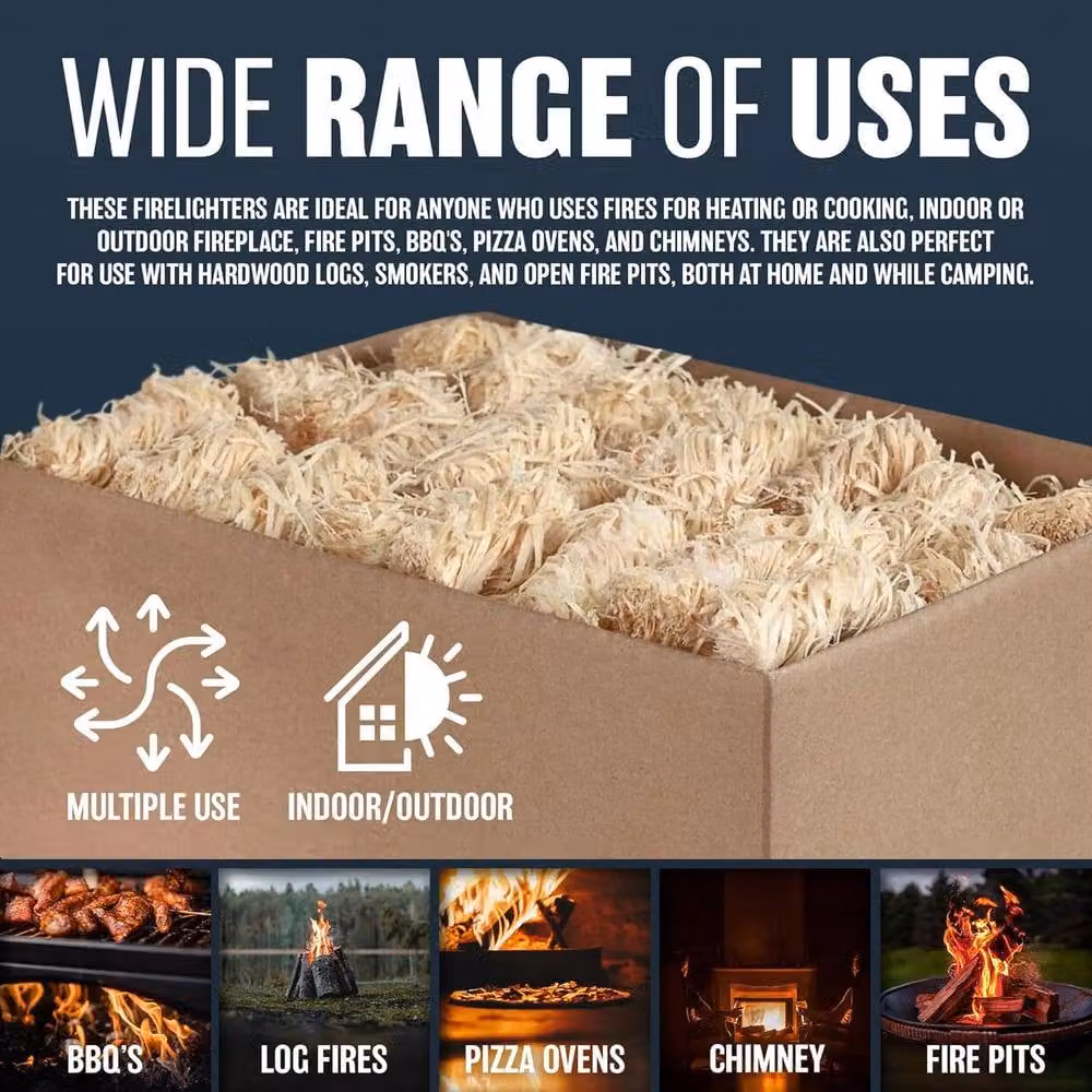 BARGAINS-GALORE 400 Pack Natural Wood and Wax Wool Firelighters for Charcoal and Wood Ignition – 5