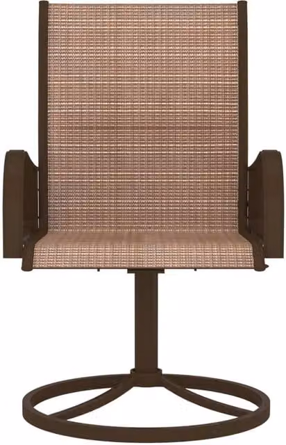 Berkfield Home Garden Swivel Chairs, 2 Piece Set in Brown Textilene and Powder Coated Steel, H 94.5 x W 72 cm x D 57.5 cm – 1