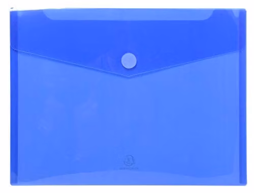 Exacompta Blue Translucent Polypropylene A4 Document Pocket Envelopes with Hook and Loop Closure, Pack of 5