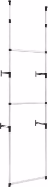 Berkfield Home Telescopic Wardrobe System with Aluminium Clothes Rails in Silver – 1