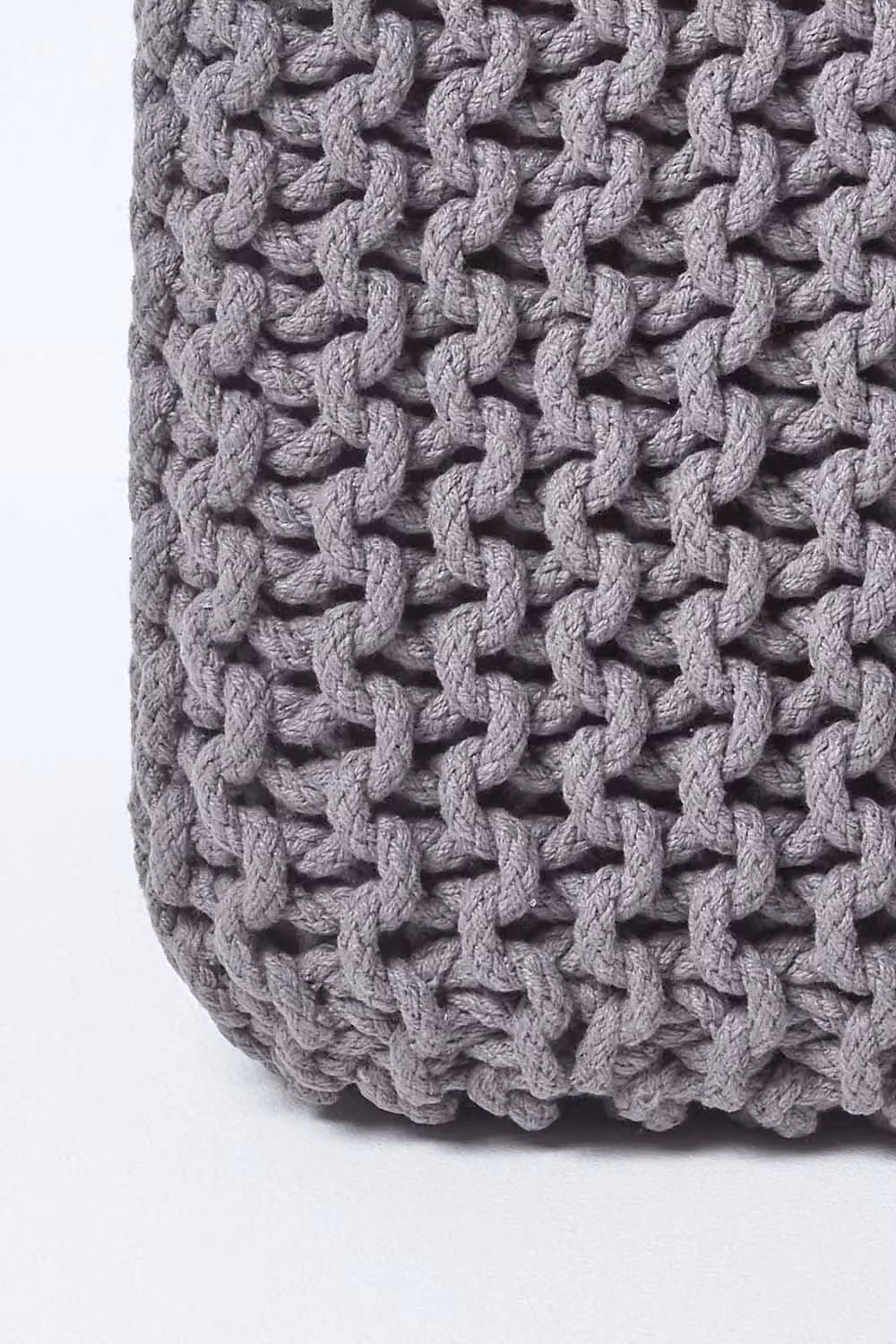 Homescapes Cube Cotton Knitted Pouffe Footstool in Grey – 3