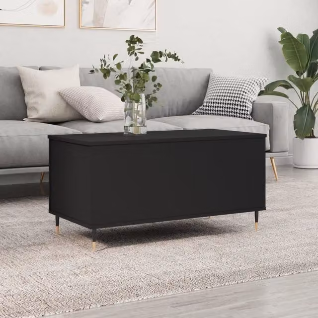 Berkfield Home Modern Black Rectangular Coffee Table with Lift Mechanism, W: 90 cm, D: 44.5 cm, H: 45 cm