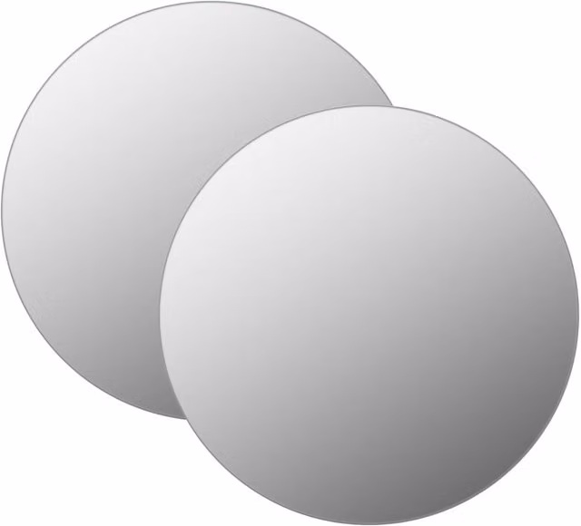 Berkfield Home Set of 2 Minimalist Round Glass Wall Mirrors in Silver, Diameter: 50 cm