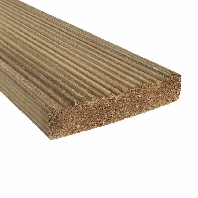 Snowdon Timber Treated Reject Decking Board, Pack of 10, Brown, W: 95 mm, H: 19 mm, L: 2.4 m