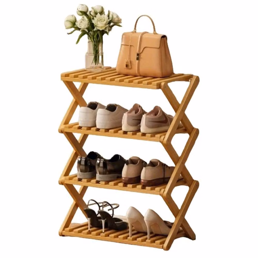 FORGEVIO 4-Tier Bamboo Shoe Rack in Natural Brown – 2