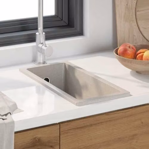 vidaXL Granite Composite Kitchen Sink in Beige, W/D/H: 44 x 21 x 14 cm – 2