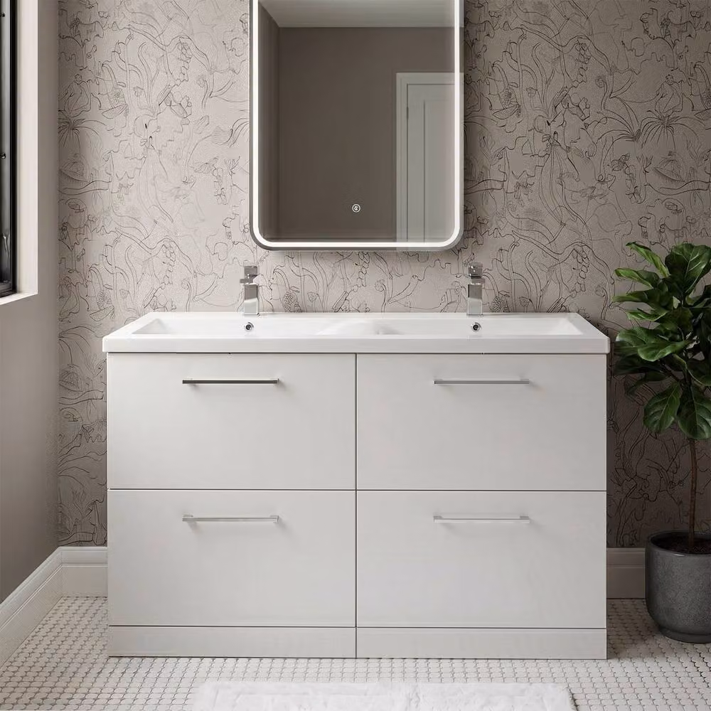 Balterley Level 1200mm Gloss White 4 Drawer Double Basin Floor Standing Unit – 2