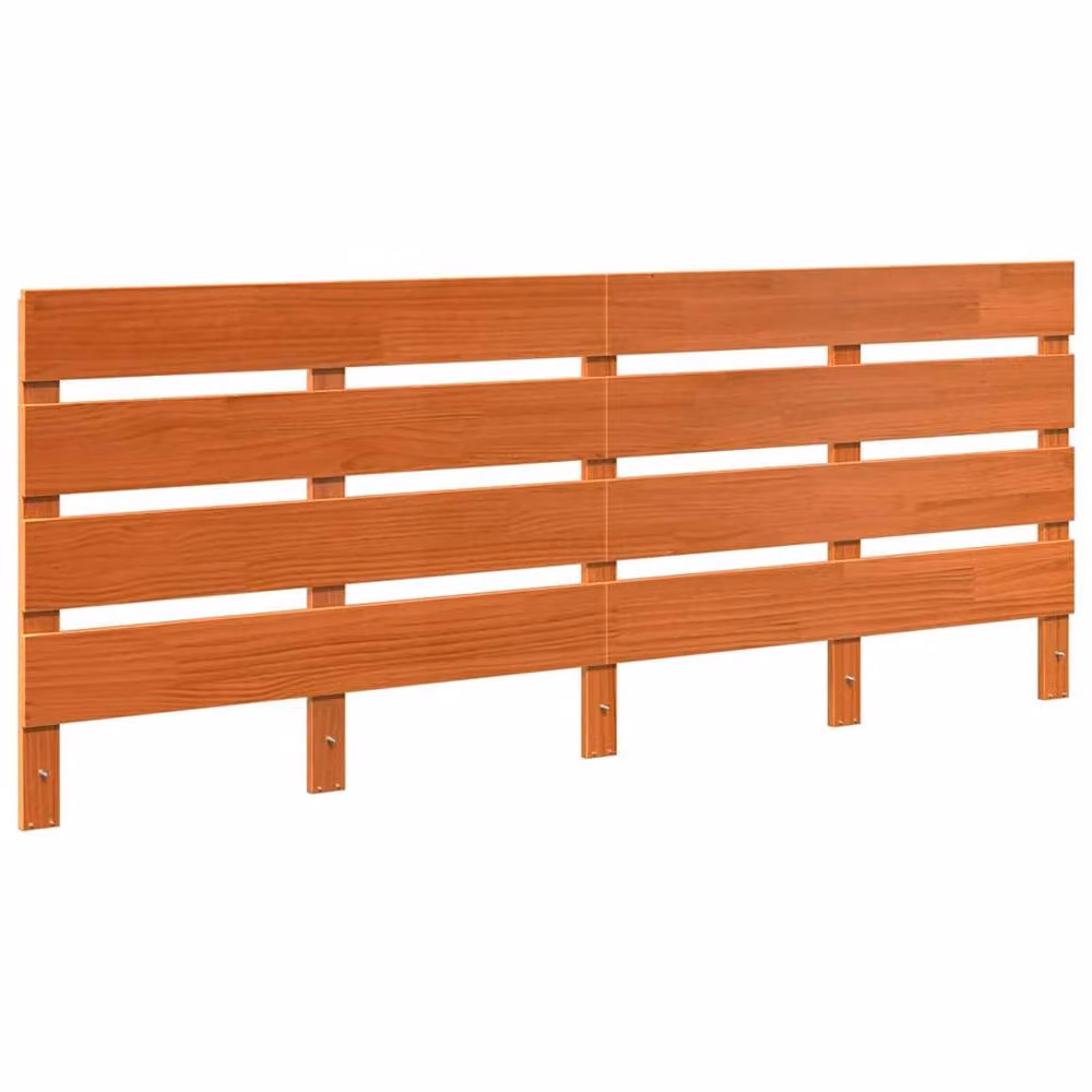 Berkfield Home Solid Pine Wood Headboard in Wax Brown, W: 200.5 cm, D: 3 cm, H: 80 cm – 2