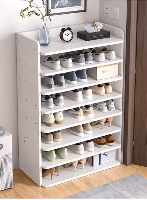 Living and Home 8-Tier White MDF Shoe Rack for Entryway and Hallway, Width: 62 cm – 1