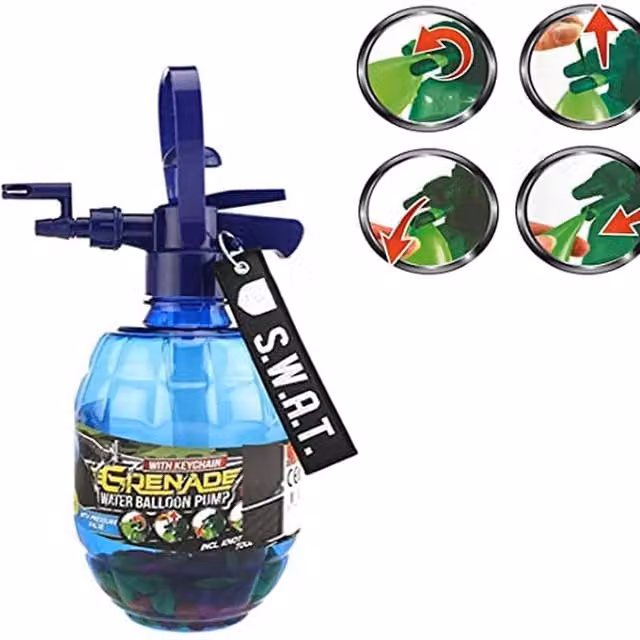 UMKYTOYS Kids Army Water Balloon Pump with 100 Water Bombs in Blue