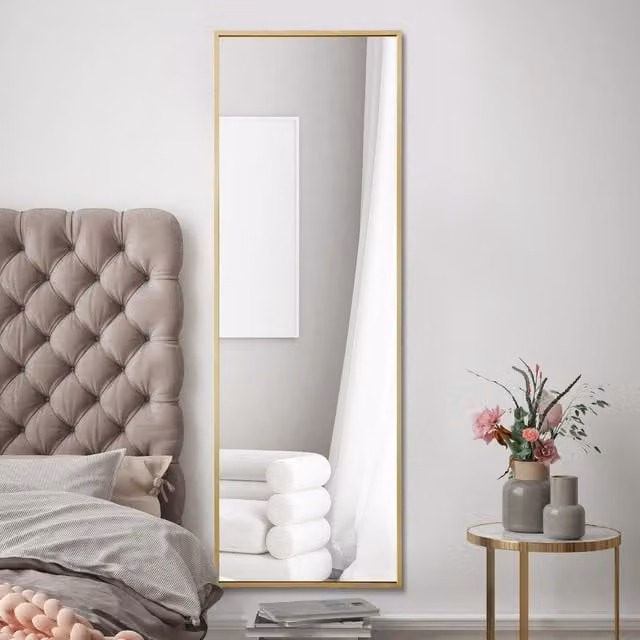 MirrorOutlet Artus Gold Rectangular Wall Mirror with Aluminium Edging in Gold