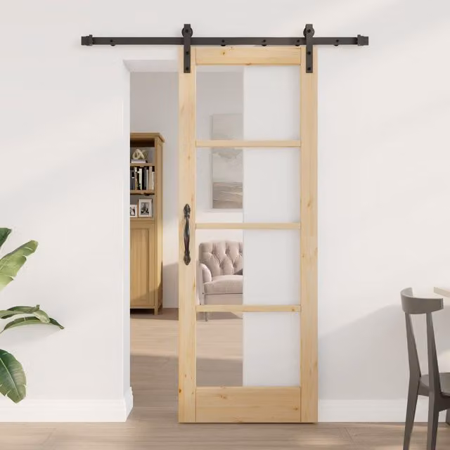 Berkfield Home Orkdal Modern Sliding Door with Hardware Set in Beige, W: 73.5 cm, H: 198.5 cm