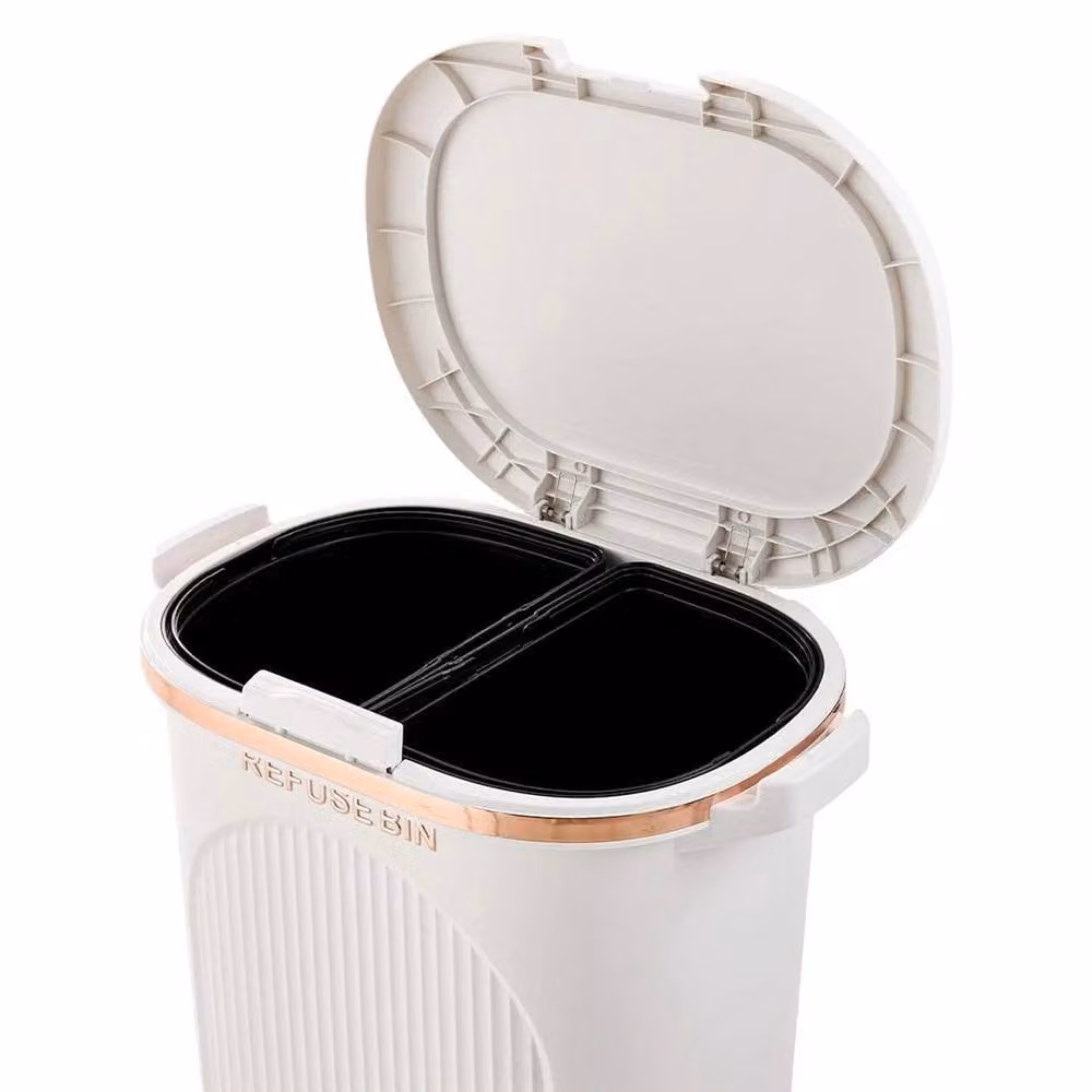 Kelvenix White Kitchen Pedal Rubbish Bin with 2 Removable Plastic Inner Buckets – 2