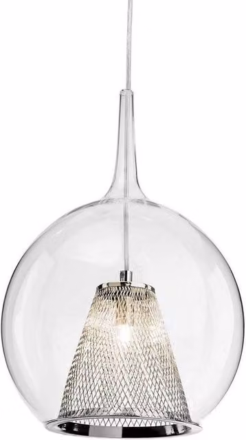 Netlighting Arlo Single Light Ceiling Pendant in Chrome with Transparent Glass Sphere and G9 Bulb Compatibility
