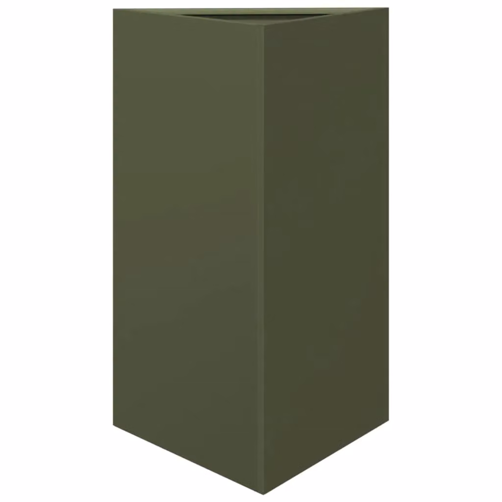 Berkfield Home Green Steel Triangular Garden Planter Tub W: 50 cm, D: 43 cm, H: 75 cm – 2