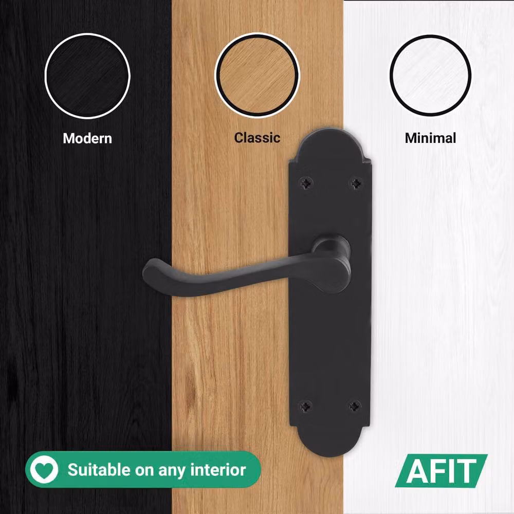 AFIT Matt Black Door Handle and Latch Set, 4 Pairs, W/D/H: 15 x 15 x 15 cm – 5