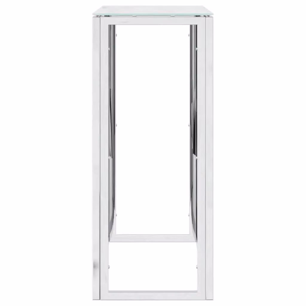 Berkfield Home Modern Silver Stainless Steel and Glass Console Table, W/D/H: 70 x 30 x 70 cm – 2