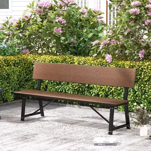 SPETLEK 183cm Outdoor Garden Bench for 4 Adults in Brown