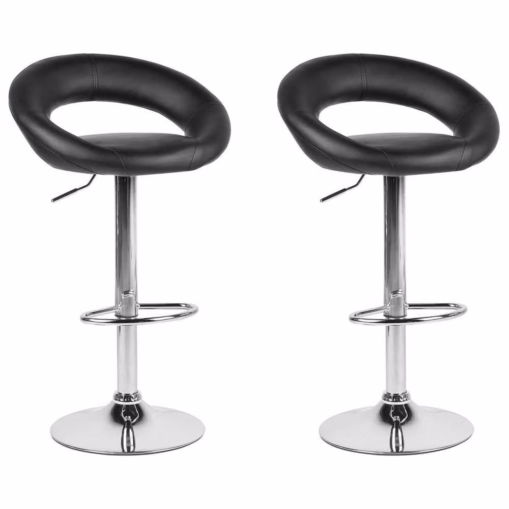 Wyld and Coco Set of 2 Black Faux Leather Swivel Bar Stools – 2
