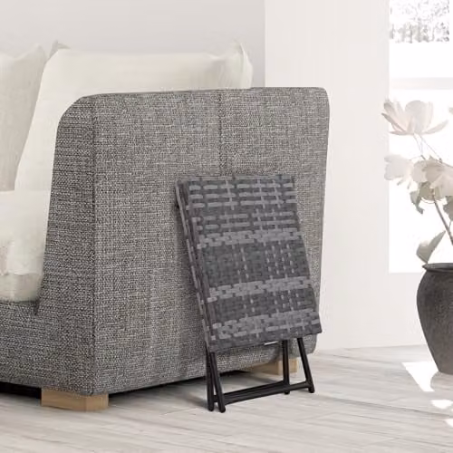 Outsunny Folding Rattan Garden Coffee Table with Metal Frame, Grey, W/D/H: 40 x 40 x 40 cm – 4