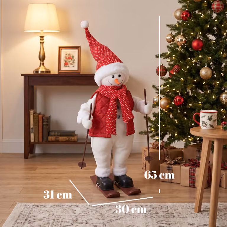 HOMCOM Animated Singing and Skiing Santa Claus Christmas Figure in Red and Multicolour, Height: 60.96 cm