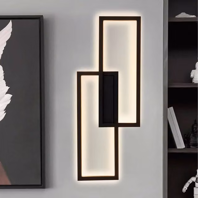 Komore Industrial Rectangular LED Wall Light in Black