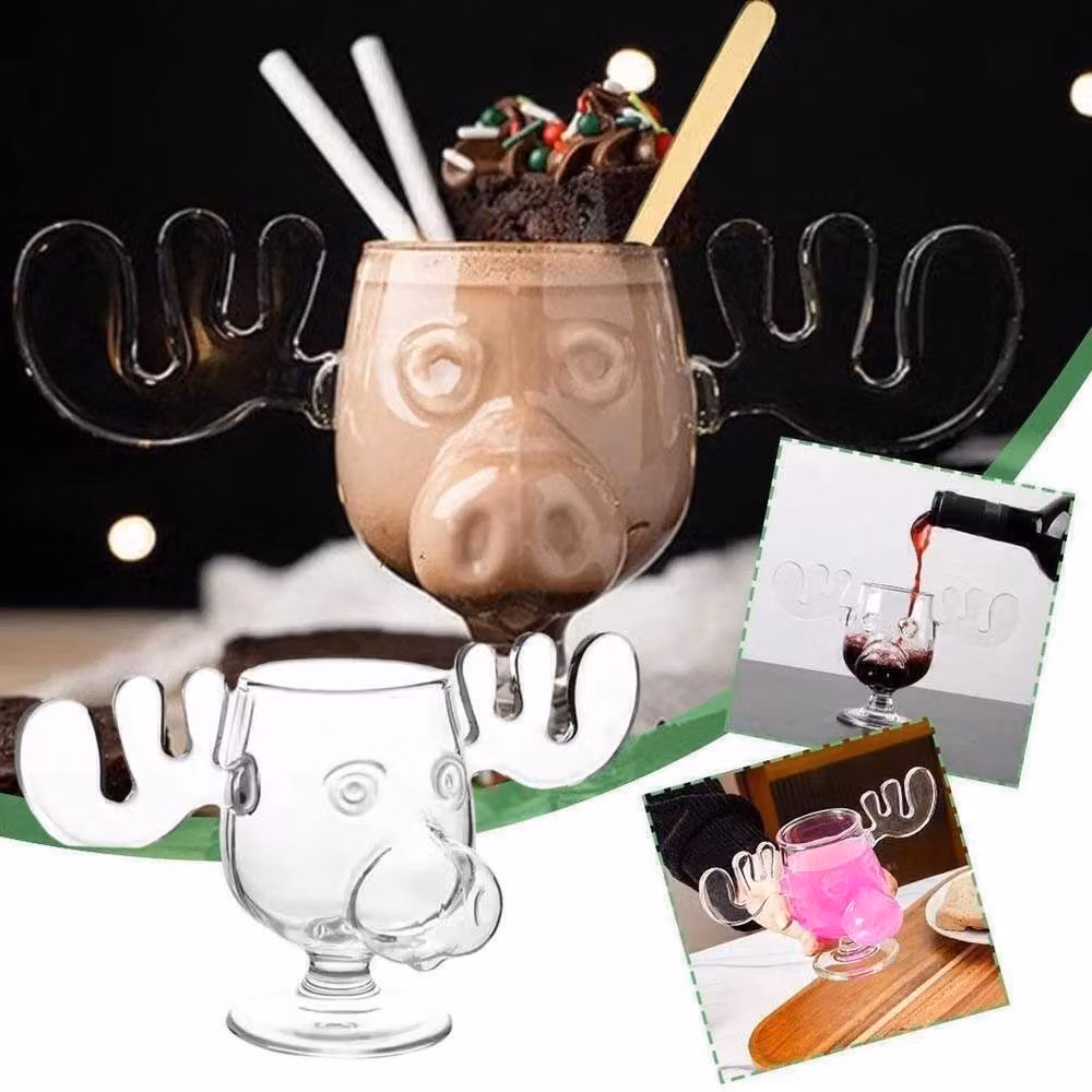 SPETLEK Christmas Vacation Moose Glass Wine Cups, 4 Pieces, Clear – 2