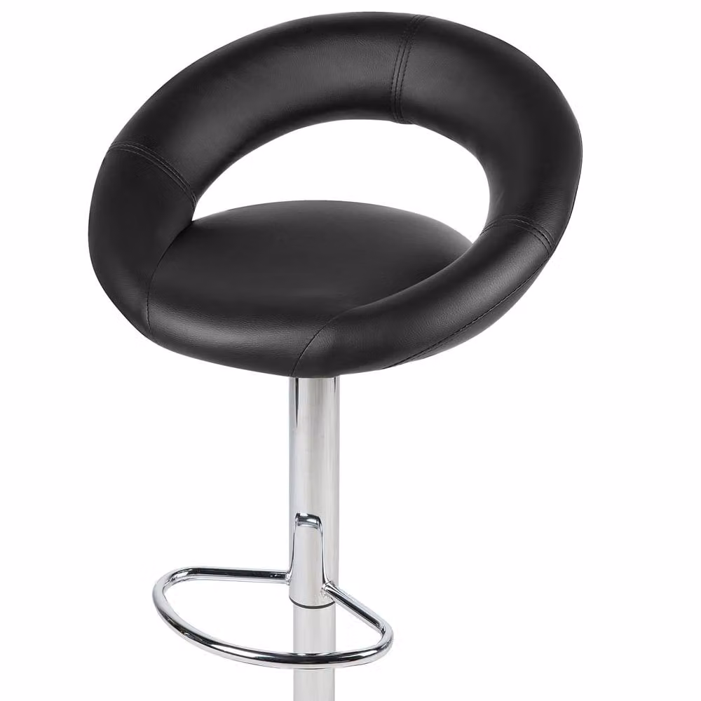 Wyld and Coco Set of 2 Black Faux Leather Swivel Bar Stools – 3