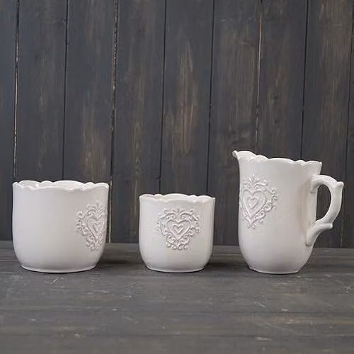 Four Candle White Multicolour Ceramic Heart Design Jug, Height: 19 cm – 2