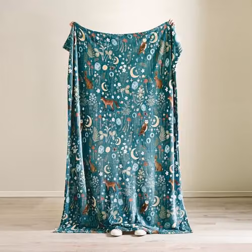 Catherine Lansfield Enchanted Twilight Animals Cosy Fleece Blanket Throw, Green, W/D/H: 130 x 170 cm – 3