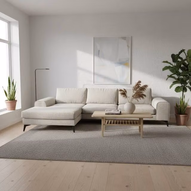 Abakus Direct Venice L-Shaped Corner Sofa in White, Left Facing – 1